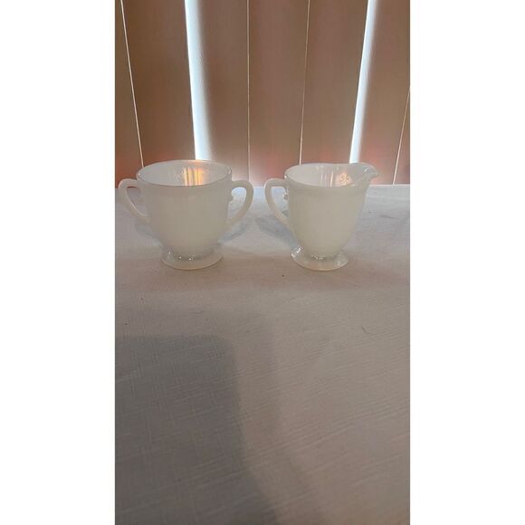 Macbeth White depression Class Monax Sugar & Creamer Set American Sweetheart - Picture 1 of 7